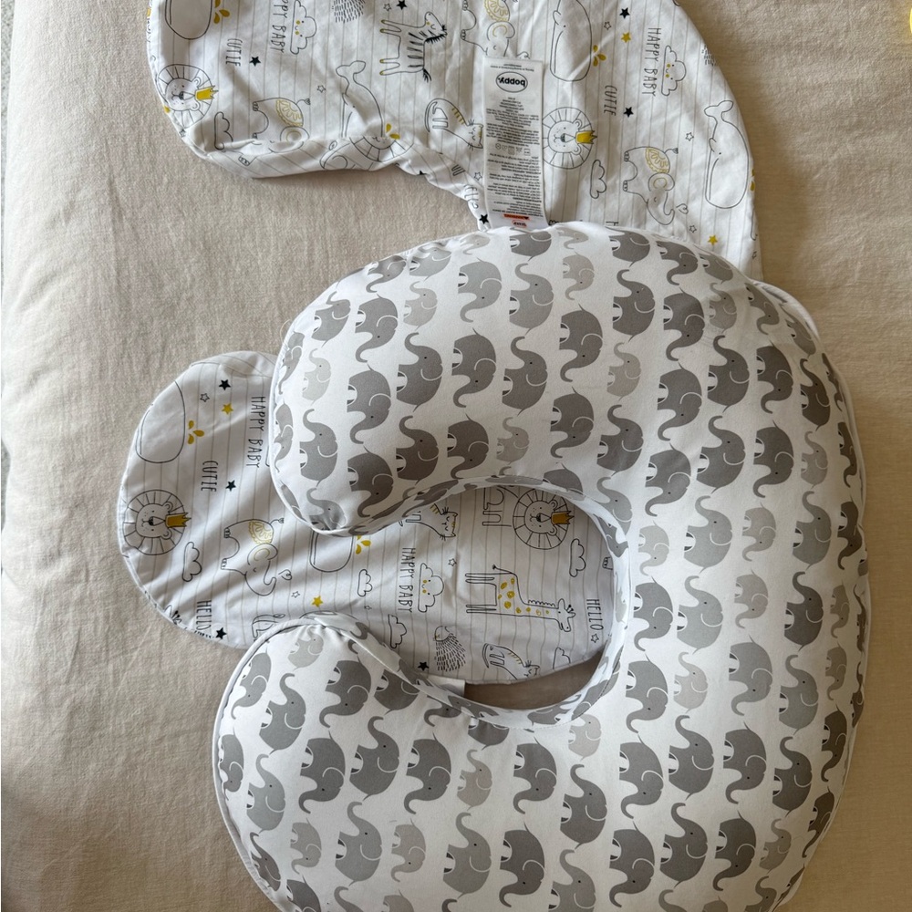 Boppy Nursing Pillow and Bibs Set - Gray and White Elephant Print